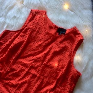 Cynthia Rowley Laser Cut Coral Blouse